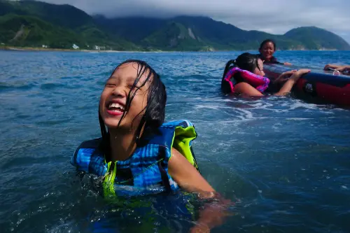 The smile says it all. Aisling all smiles after completing her first SUP jump.