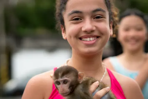 At CampingTaiwan fun finds us. Morning cuddles with a baby monkey.