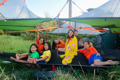 Resting up under the shade of our tents, as we prepare for our next adventure.