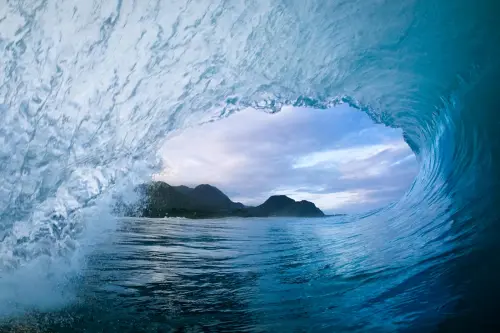 The Pacific Ocean creating a momentary window to Taiwan.