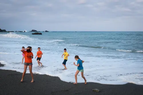 Running from waves.