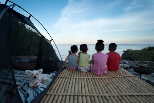 Four little campers share their first sunset and night under the stars together.