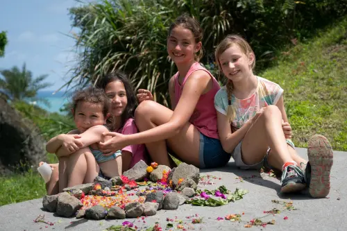 The girls letting their creative side go wild.