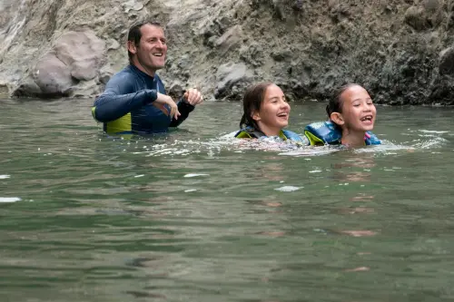 Sheer exhilaration after their first rock jump.