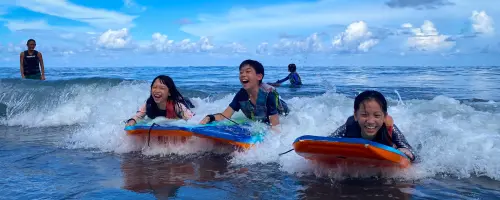 Happy campers swimming and having fun in Taiwan