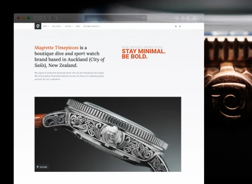 Magrette Timepieces website built with Pre-FaB framework